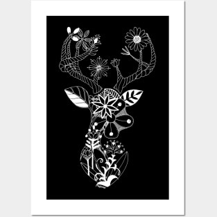 White Flower Deer Posters and Art